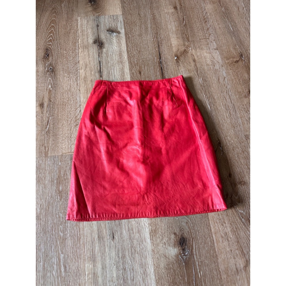 Firenze Santa Barbara Vintage Red Leather Mini Skirt‎ Size 6